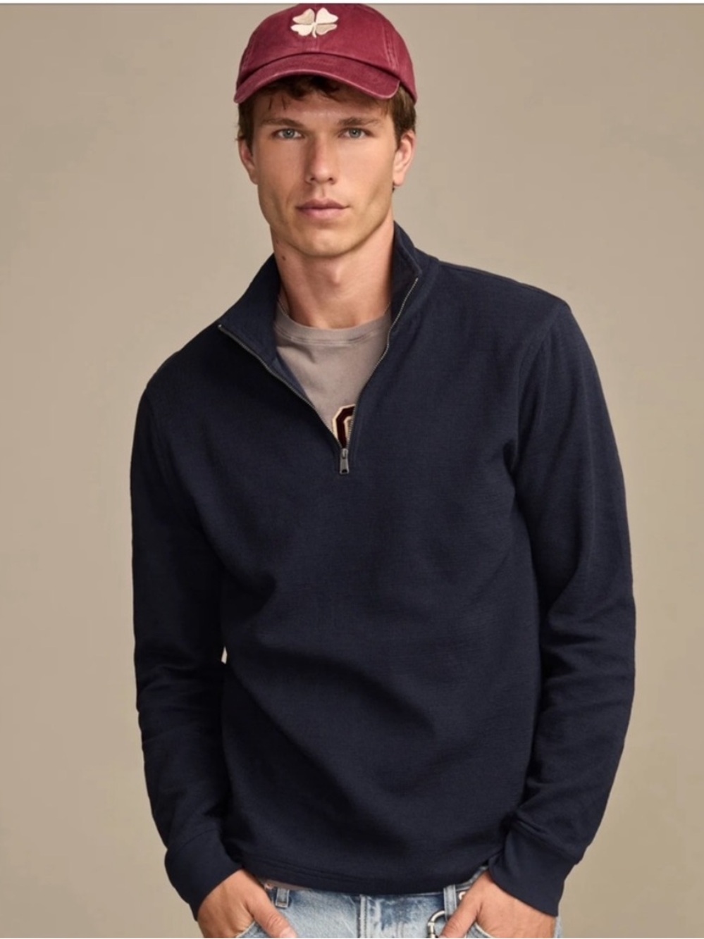 Lucky Brand Sweater XL Half-Zip Blue